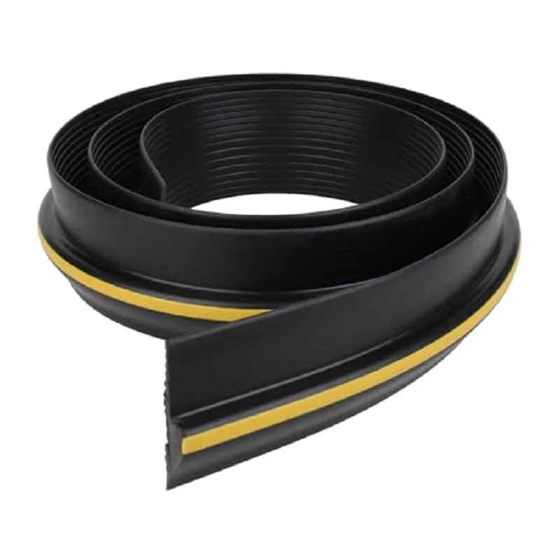 8ft garage door floor threshold Black rubber Yellow no-trip safety strip