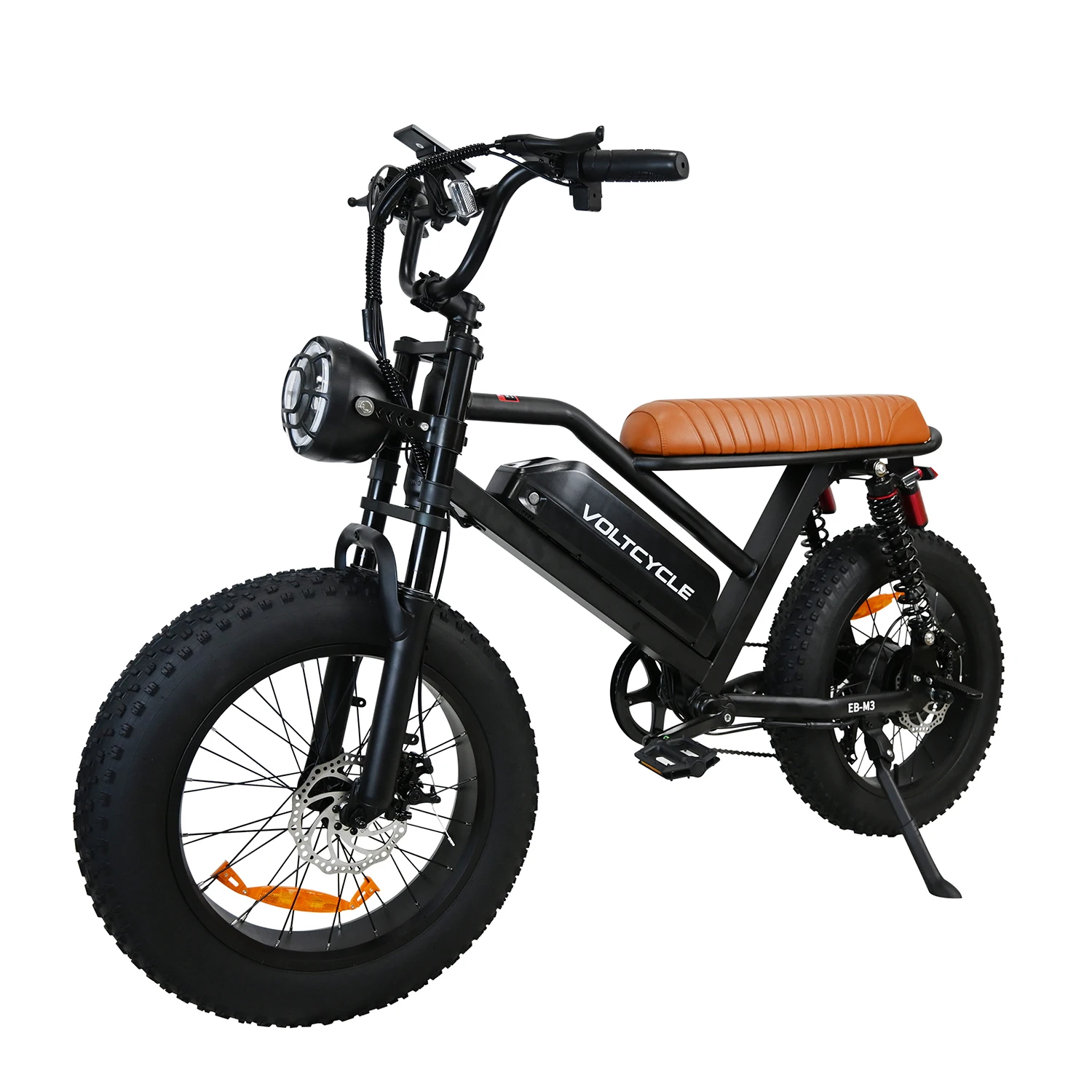 VOLTCYCLE 48V Electric Bike 750W Motor 15AH Battery Dual Disc Brake Fat EBike, 20*4.0 Full Suspension 1000W Electric Motorcycle