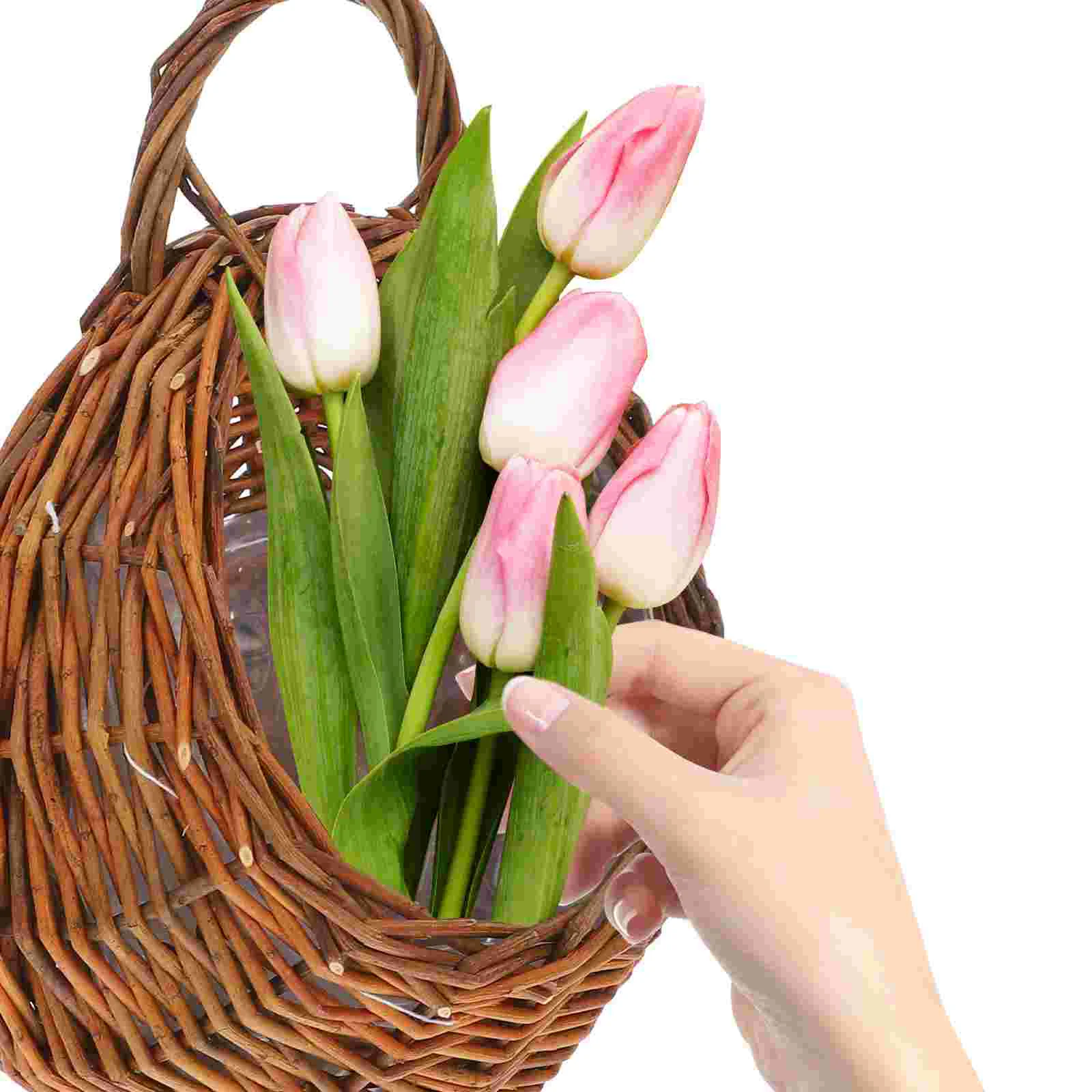 2 Pcs Rattan Wall Hanging Flower Pot Multi-function Basket Plant Pots Indoor Chic Decoration