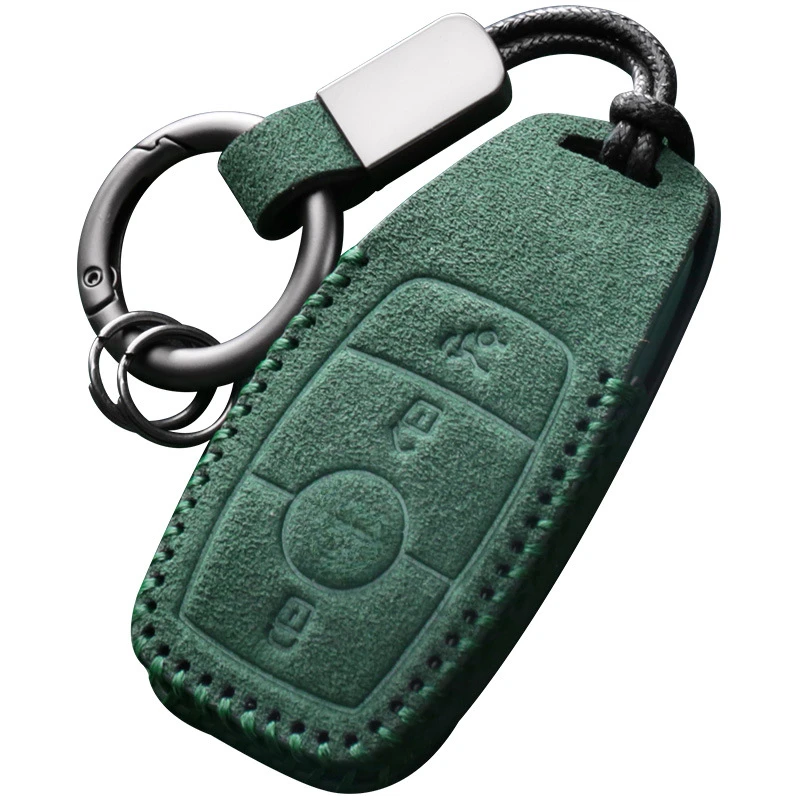 Suede Key Fob Cover for Mercedes-Benz - C-Class, E-Class, GLC 260L/300L, E260, E300L, E350, A200 - Luxury Key Chain Protector