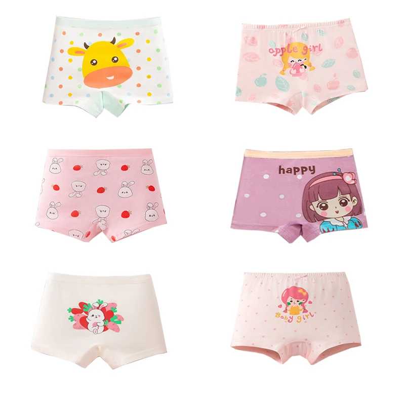 

Girls Underpants 4 Packs/Box Children Girls Panties Cotton Comfortable Toddlers Kids Quadrangle Underpants Breathable Briefs