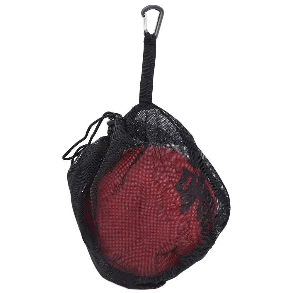 Outdoor Sports Clip on Ball Mesh Bag Drawstring Ball Holder Basketball Storage Bag Handbag Training Single Ball Bag for Backpack