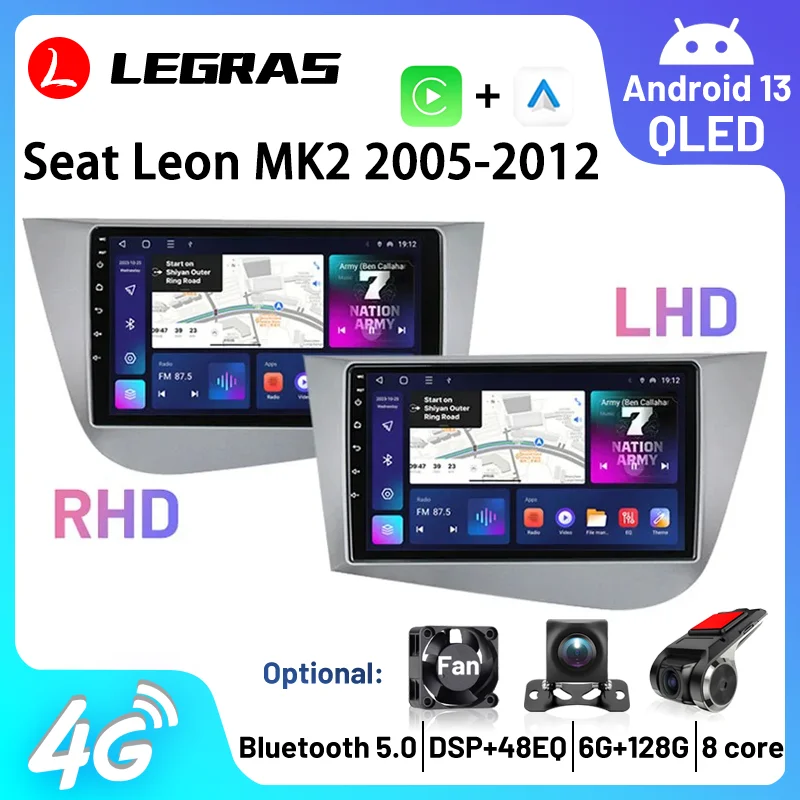 

Car Radio Bluetooth For Seat Leon MK2 2005-2012 Carplay Android Auto Multimedia Player GPS FM DSP Touch Screen Head Unit 9 Inch