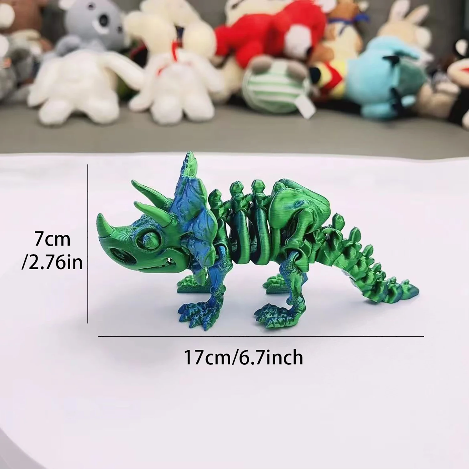 3D Printed Skeleton Triceratops Multi-joint Movable 3D Printed Dragon Model, Cute Animal Office Desktop Ornaments Craft Gifts