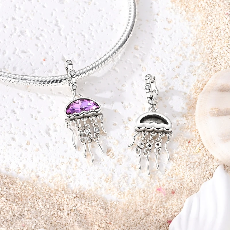925 Sterling Silber Sommer Charms Perlen Krabbe Schildkröte Oktopus Muschel Anhänger Passend für Original Armband für Frauen DIY Schmuck Geschenk – Detail 14