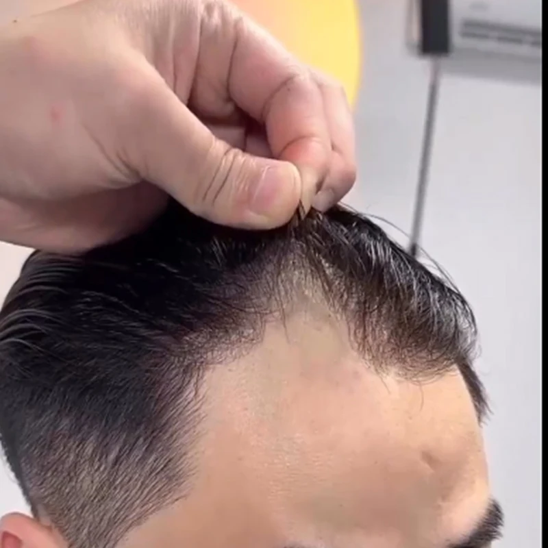 

Невидимая основа Vloop, естественная линия роста волос, 0,02 мм, супер тонкая кожа, мужской парик, плотность 80%, серый, черный, 1b20, мужские человеческие волосы, капиллярный P