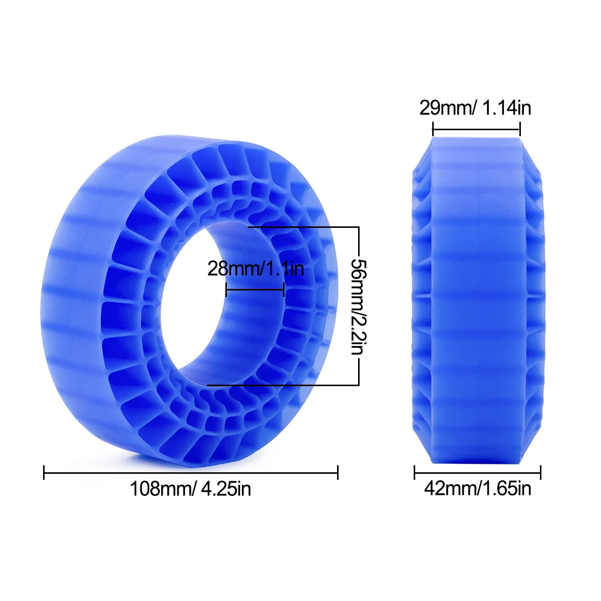 Inserto antiespumas de Gel de sílice suave para neumáticos de 1,9 pulgadas, 108x42mm, para plataformas de orugas 1/10 RC TRX4 SCX10 III CJ-7 Capra