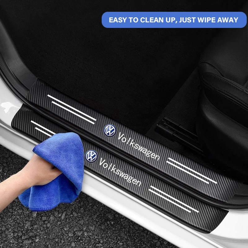 New Car Door Sill Plate Sticker Antiscratch Strip Trunk Protection Decals For VW Beetle Bora Golf Jetta Passat Polo Touran