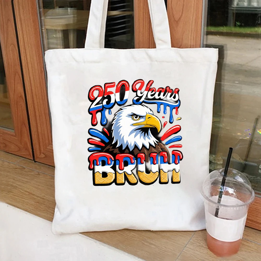 

Patriotic Bulldog Tote Bag American Flag Bandana Canvas Bag Patriotic Gift 1776 2026 Independence Day Souvenir