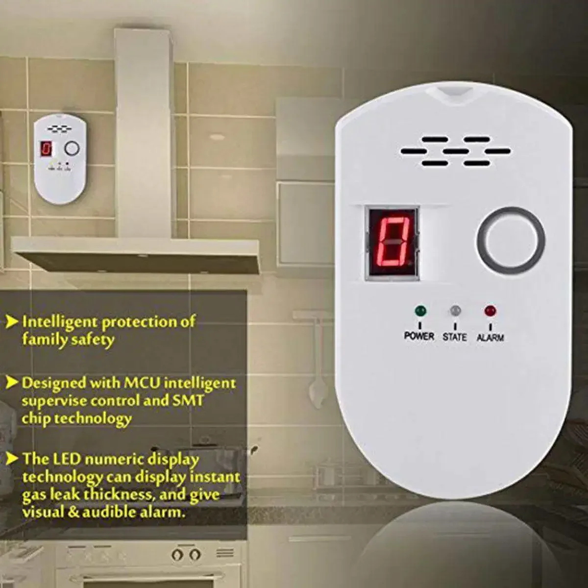 110V-240V Digital Gas Leak Detector Propane Butane Methane Natural Gas Safe Alarm Sensor Home Security Protection