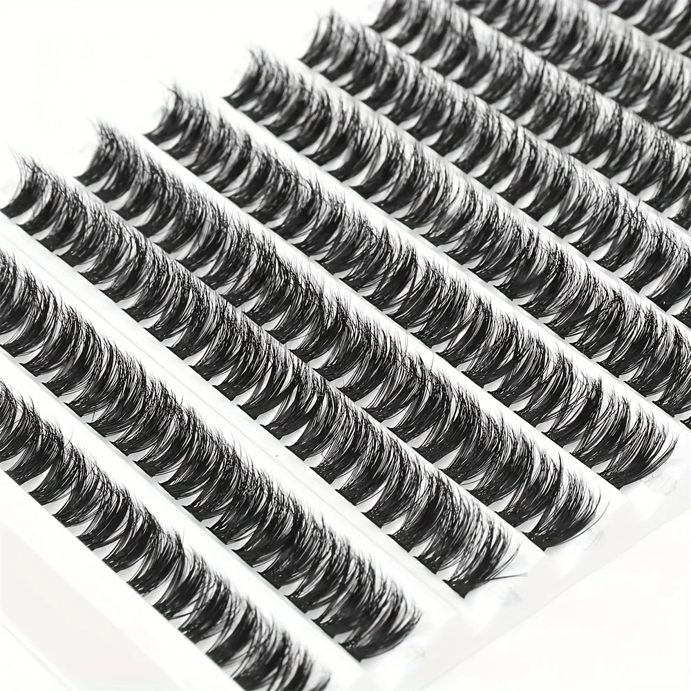 10列のシングル、ふわふわのまつげクラスター、ナチュラルまつげエクステ8-16MM、ミックスレングスDカール