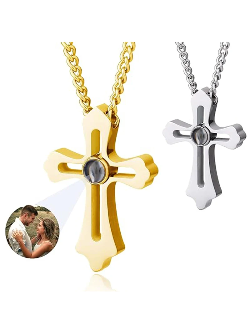 Projektions-Halskette mit Personalisiertem Foto & Text, Individuelles Foto-Kreuz-Anhänger, Erinnerungsschmuck für Frauen – Detail 9