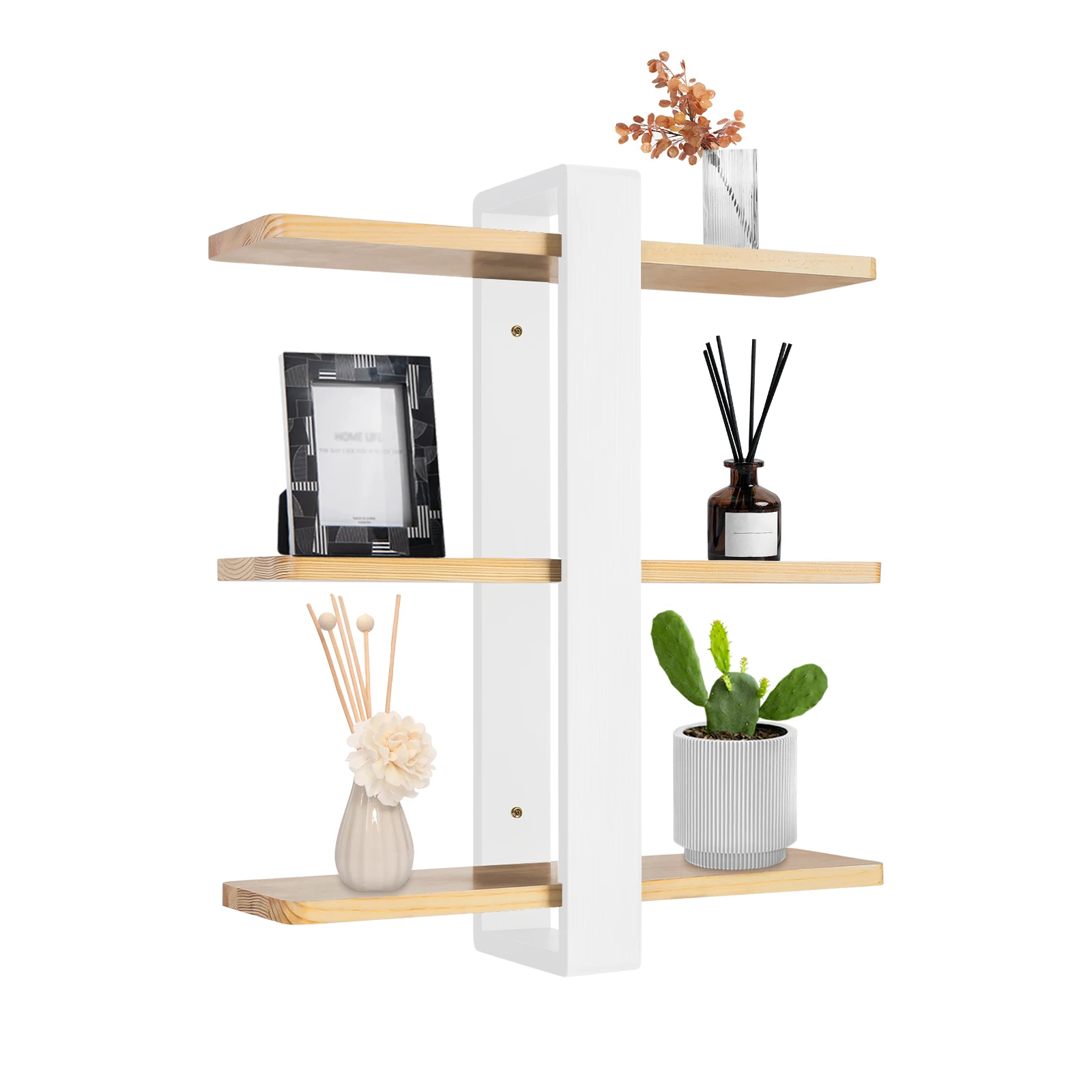 Schwebendes Regal, 3 Ebenen, feuchtigkeits- und verschleißfest; geeignet für Zuhause, Küche, Wohnzimmer, Büro oder Schlafzimmer; robust und praktisch; 58 x 50 x 16 cm.
