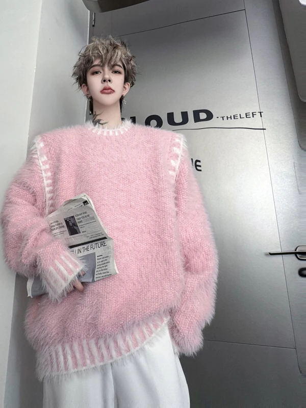 

Свободный вязаный мягкий худи из вельвета под норку, теплый зимний, с длинными рукавами, модный корейский стиль, топ с эффектом меха