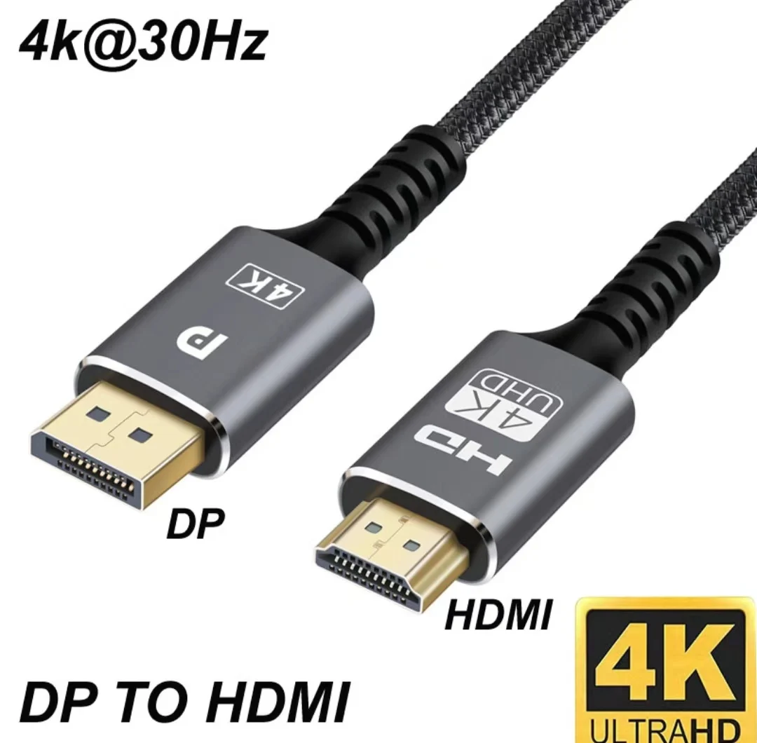 1.5m/2M/3m 6.5ft 4K@30Hz DisplayPort DP Laptop PC Computer To Monitor HDTV TV Cable Projector HDMI Compatible Display Port Video