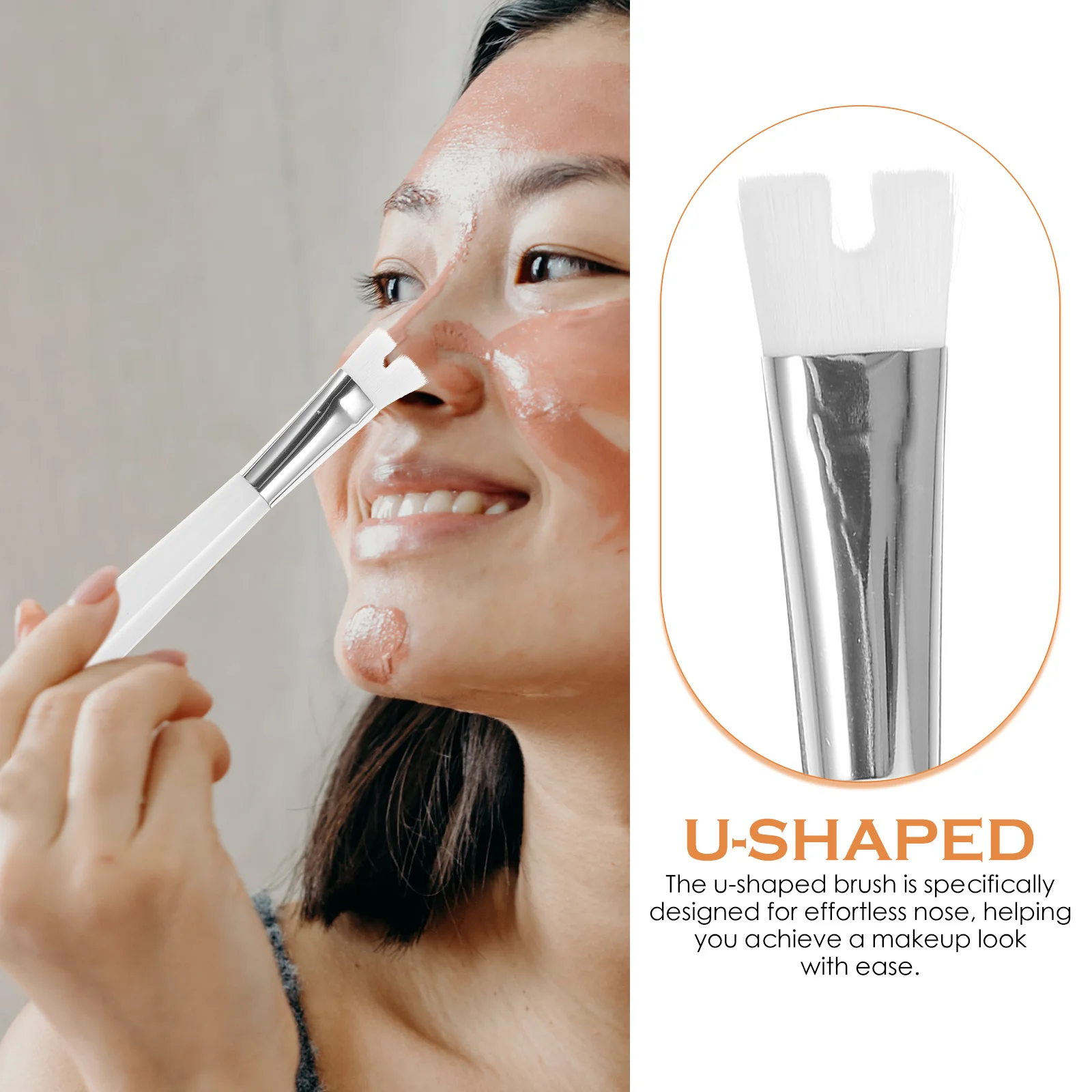 

Dual Ended Nose Contour Brush Portable U-Shaped Design for Foundation Highlighter Powder Blending Women Makeup Tool