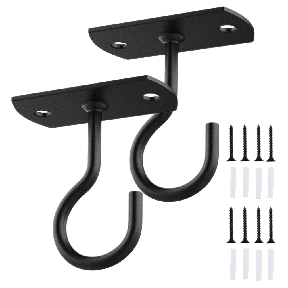 2 Sets Wall Hook Iron Hooks Heavy Duty Decorate Flower Basket Hanger Light Hanging Planter Bracket Garden