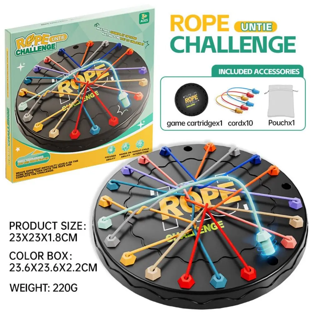 Logical Thinking Kid Rope Knots Game Challenge Color Twisted Connected Line Montessori Rope Knots Toy Stereoscopic