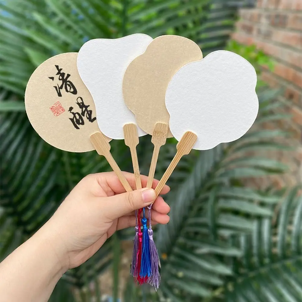 Photography Props Chinese Style Mini Graffiti Fans Xuan Paper Round Blank Painting Fans Thicken Handmade Paper Hand Fan Hanfu