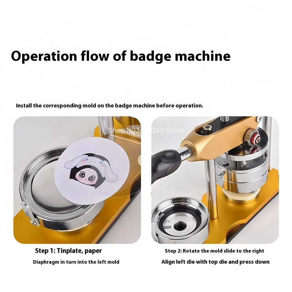 Picture 5: 25/32/37/44/50/56/58/75MM Rotating badge machine DIY Button Maker Machine Set with 100 Pcs Button Parts+Mold