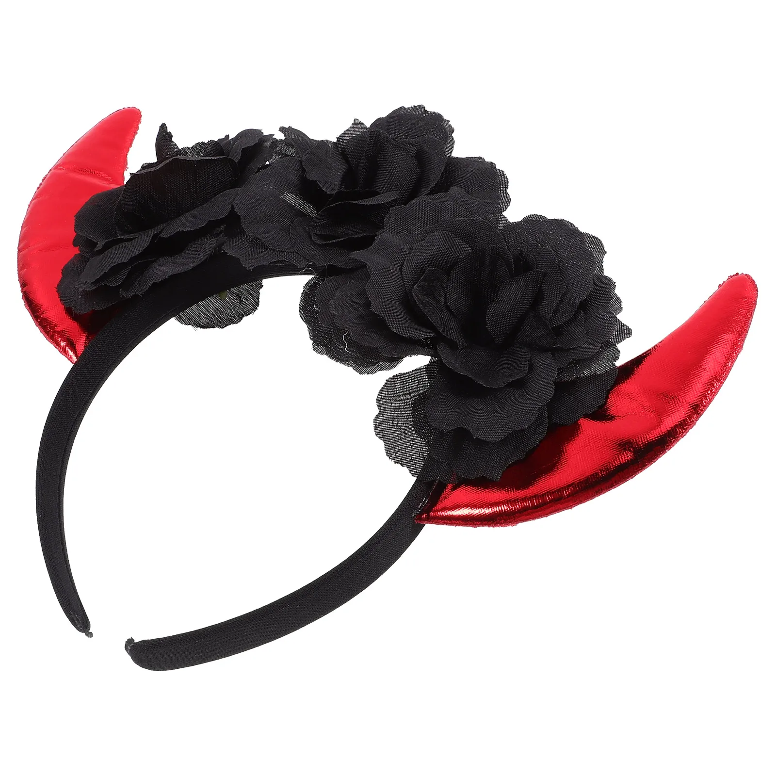 

Rose Red Headb Horns Headdress Halloween Party Costume Decorative Hairb Stylish Comfortable Wear Long Lasting Classic