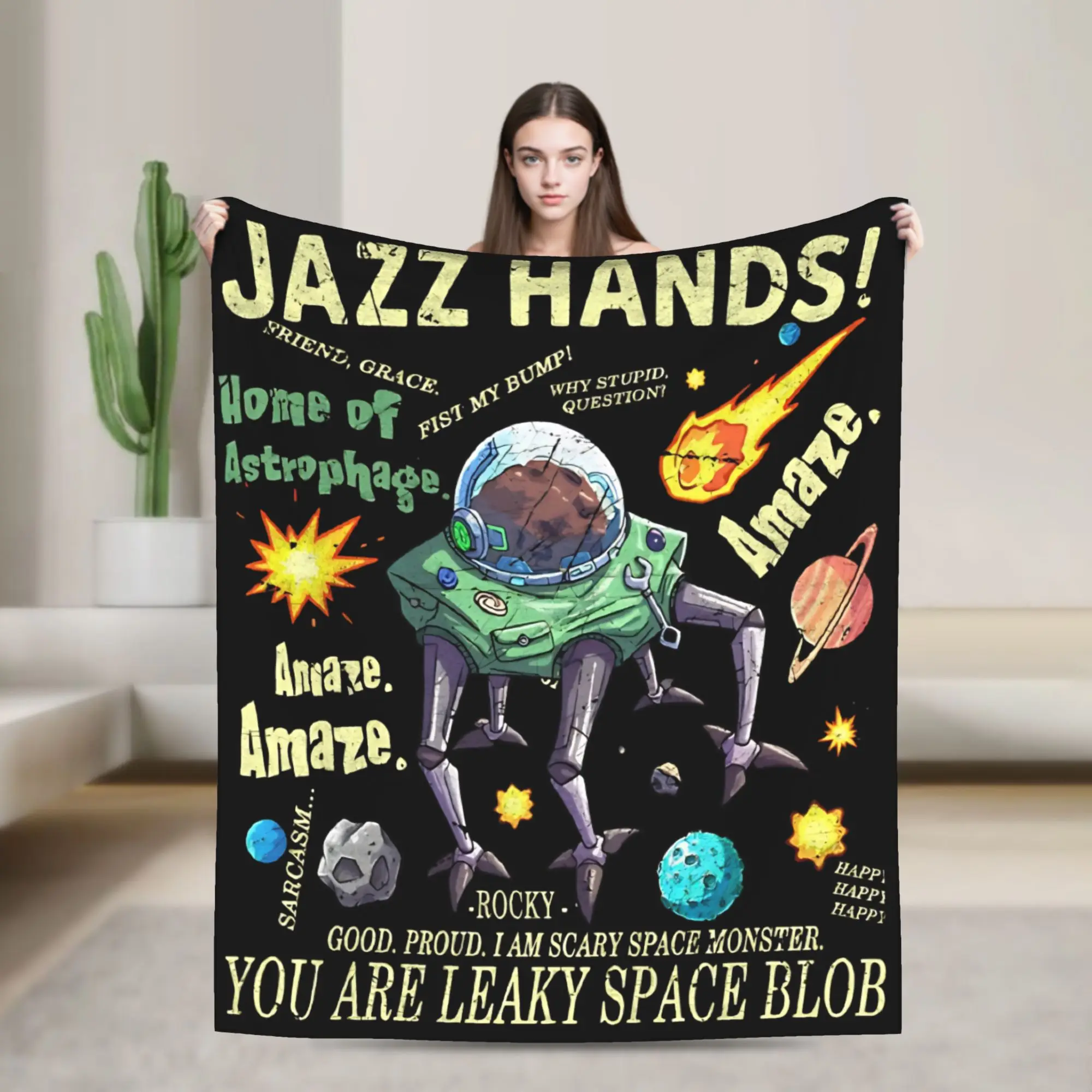 Rockys Jazz Hands Amaze Project Hail Mary Eridian Aliens Flannel Blanket  Vintage Throw Blankets for Home 200x150cm Bedspreads