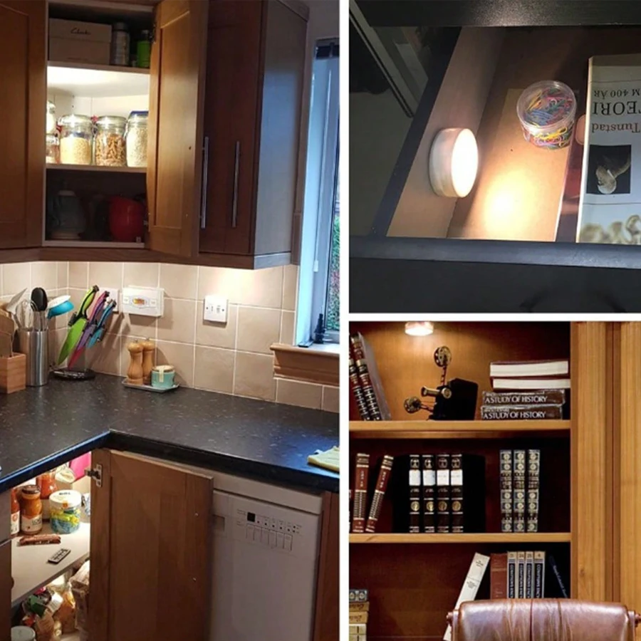 3 ألوان تحت الكابين ضوء بطارية لاسلكية LED أضواء التحكم عن بعد عكس الضوء خزانة مصباح الليل لغرفة النوم المطبخ عرض