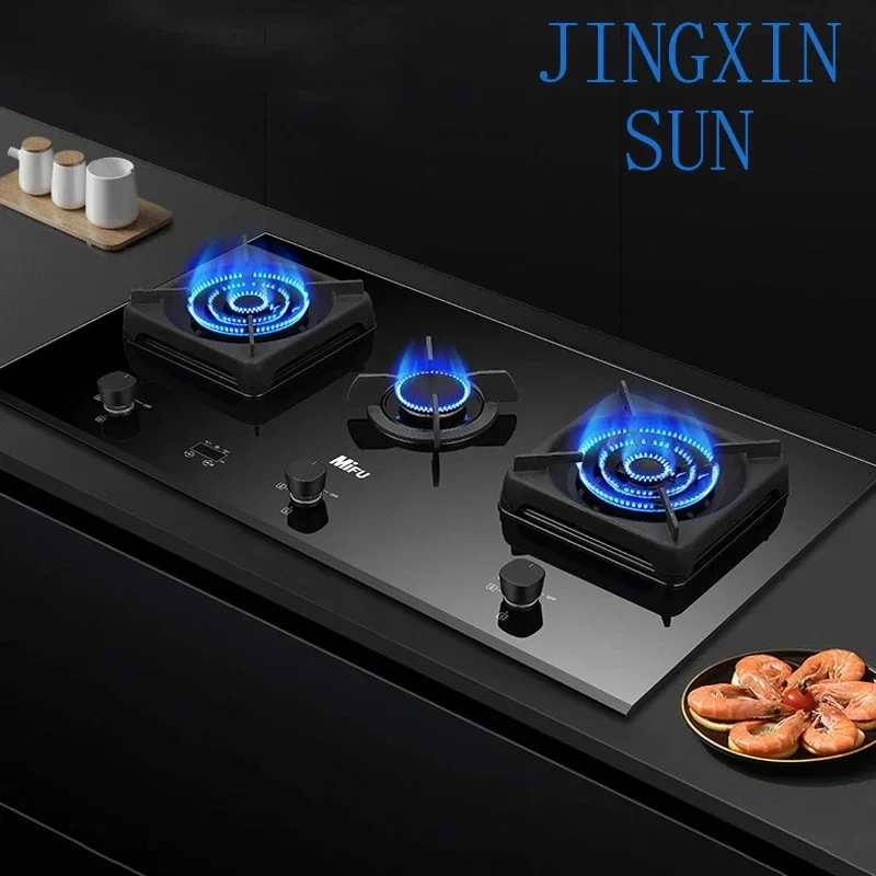 Gas Cooker 3 Eyes Timing Built-in Table Gas Stove European Style Gas Cooker with Oven 3 Burner Fierce Fire Cooktop Stove