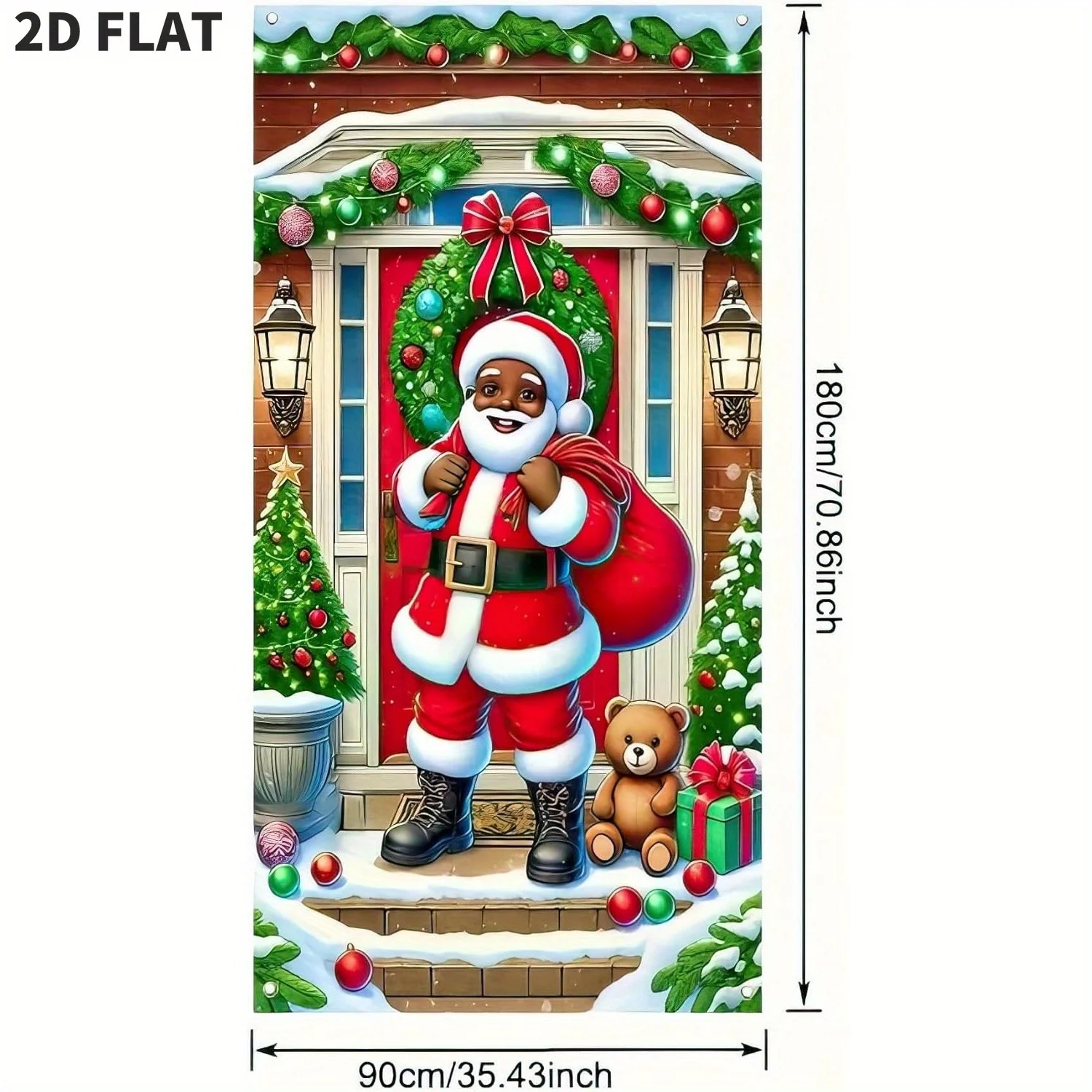 Santa Claus Door Banner- Christmas Cover, Santa Claus & Cute Bear