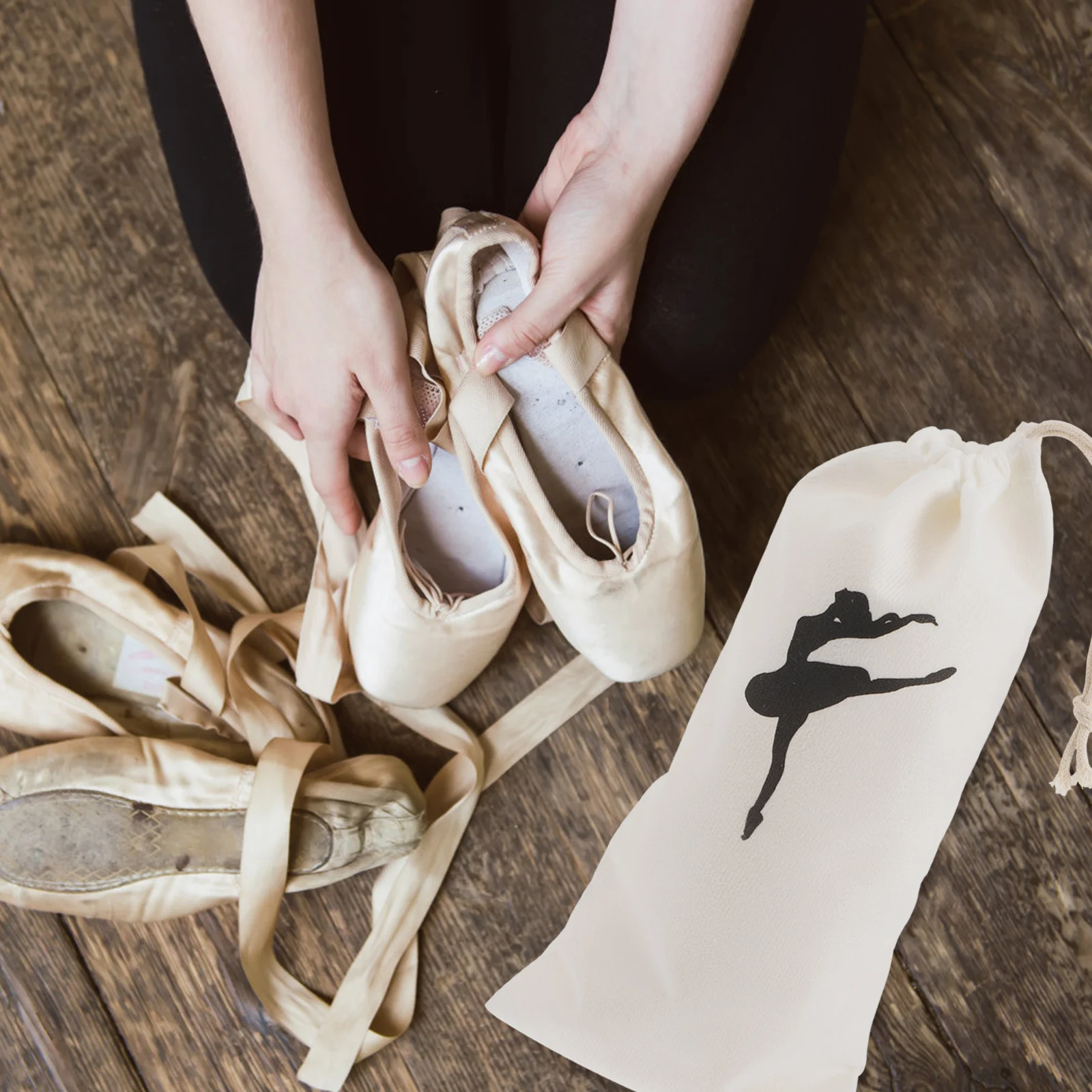 4 قطعة أكياس أحذية الرقص المحمولة هدية مثالية لعشاق الباليه والرقص بوانت أكياس الأحذية بوانت الحقائب #4