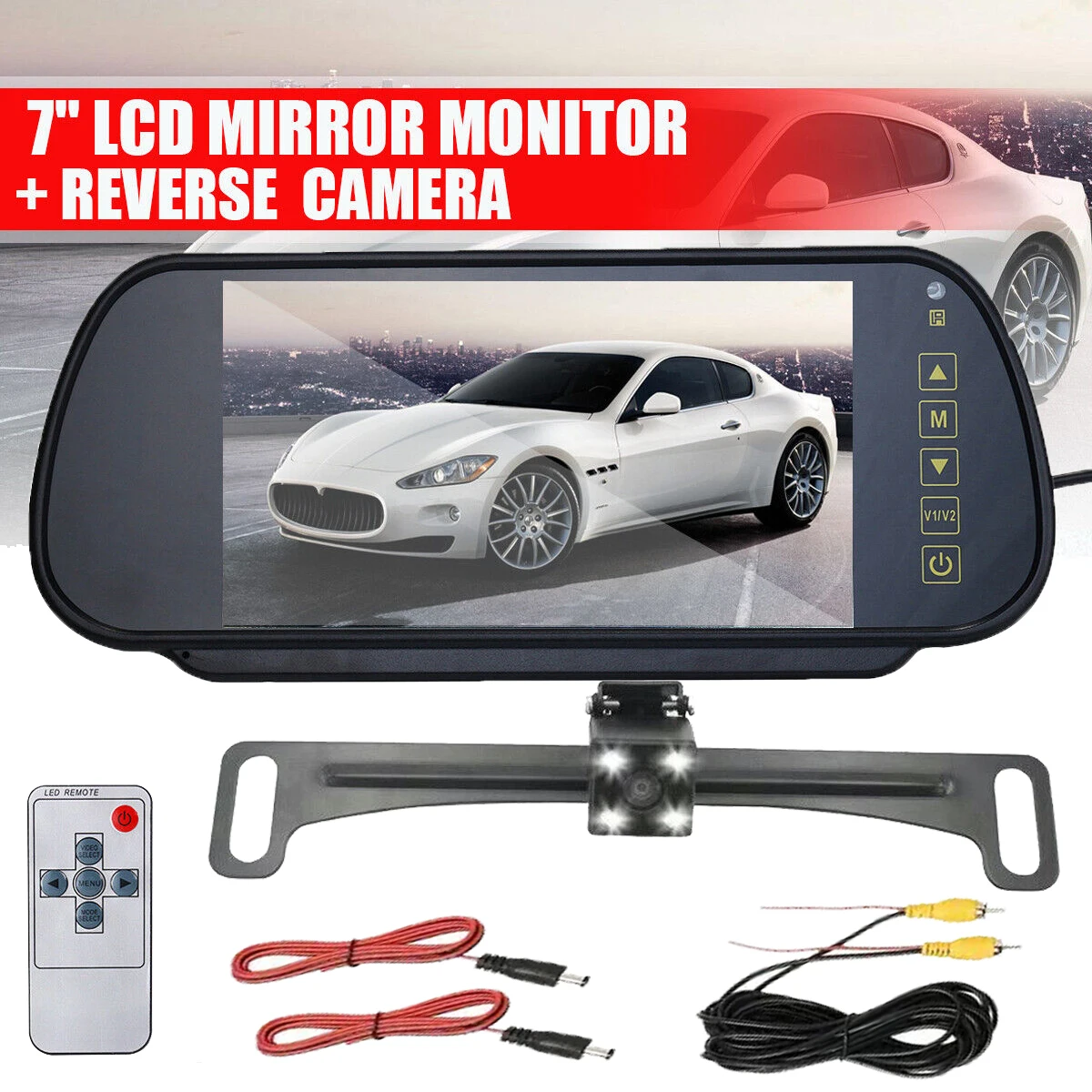 

7" Mirror Monitor & Rear View Backup Camera Reverse HD Night Vision For Car Truck RV