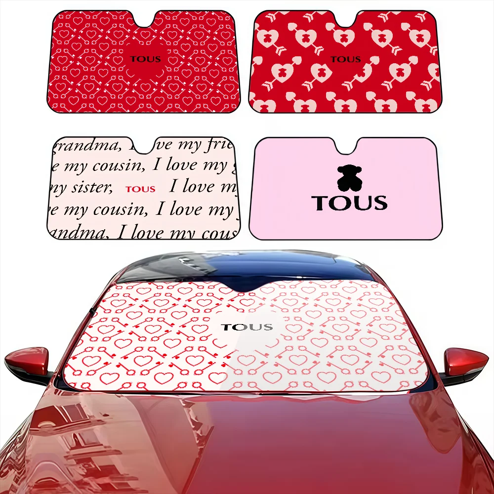 الأزياء T-Tous- الفاخرة الدب الفاخرة مظلة السيارات الستائر الزجاج الأمامي المضادة للأشعة فوق البنفسجية حماية الجبهة الشمس الظل التبريد حامي