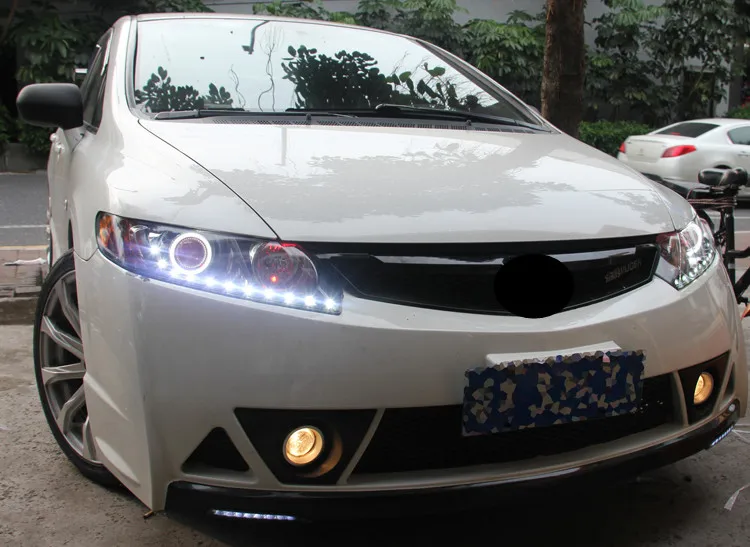 2 قطعة مجموعة المصابيح الأمامية LED لهوندا سيفيك fd1 fd2 06-11 عين الملاك عدسة مزدوجة بدوره إشارة شعاع منخفض وعالي