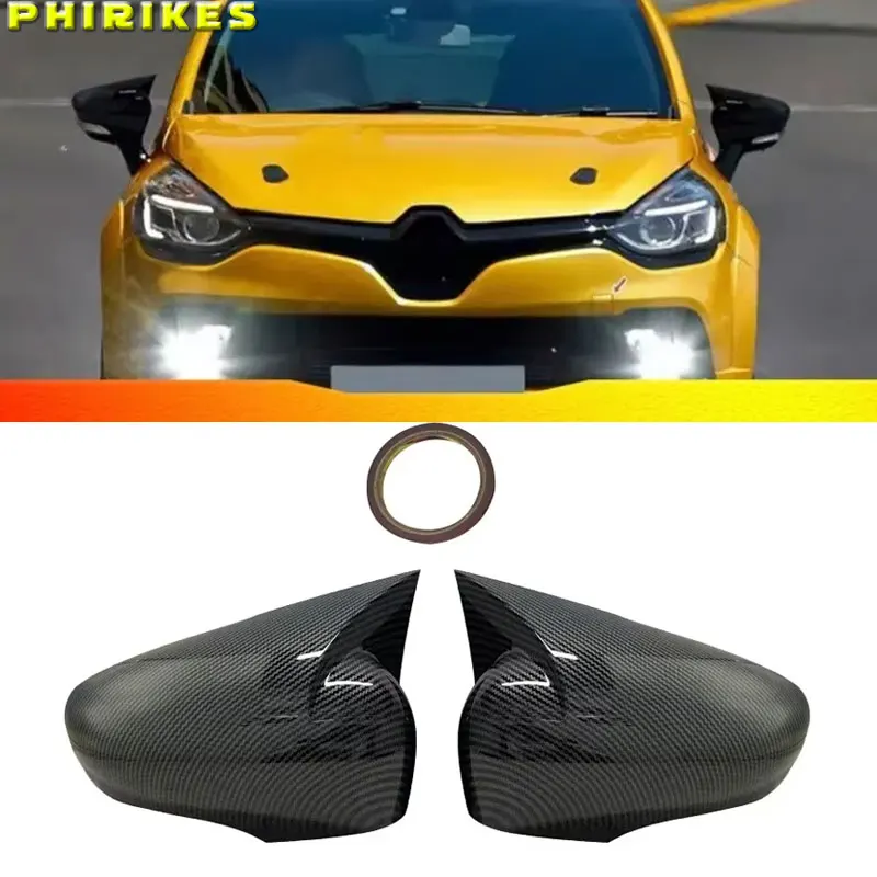 

Для Renault Clio 4 MK4 2-х шт., АБС-пластик, чехлы для зеркал на крыло летучей мыши, чехлы для зеркал заднего вида, глянцевый черный, автомобильные аксессуары