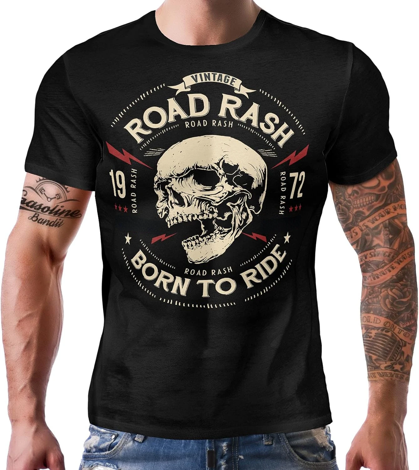 Born To Ride Vintage Biker Racer Rockabilly Motorcycle Rider T-Shirt 100% Cotton O-Neck Short Sleeve Summer Casual Mens T-shirt
