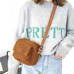 New Plush Fabric Ladies Shoulder Crossbody Bag Small Fashion Lambs Wool Fluffy Fur Winter Ladies Bag Designer Handbags