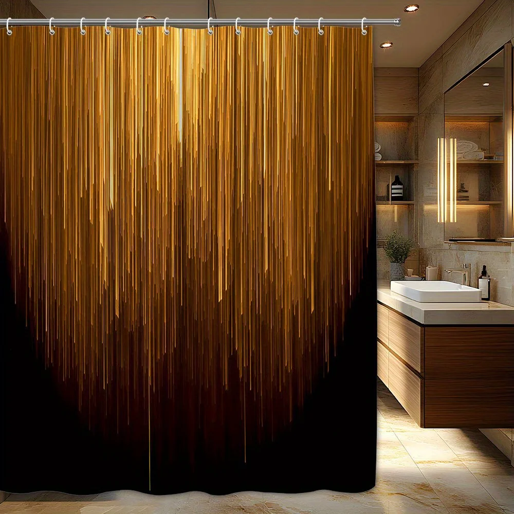 Modern Gold Abstract Polyester Shower Curtain for Bathroom Decor Luxury Dripping Vertical Home Shower Liner