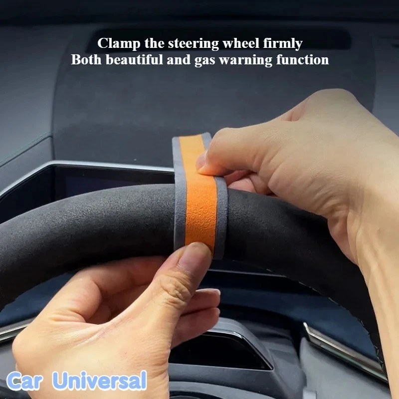 Car Universal Steering Wheel Center Sticker Suede Two Color Label for Tesla Mercedes-Benz Audi BMW Volkswagen Auto Accessories