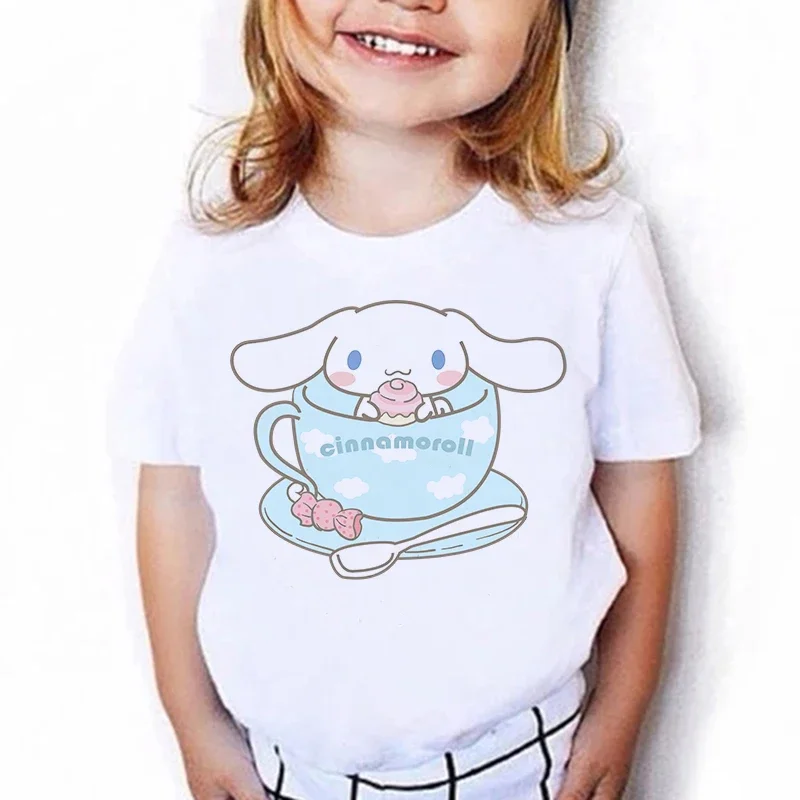 

Kawaii Tshirt Cinnamoroll Children's T-shirt Kawaii T Shirt Sanrio Anime Cartoon Children Clothes Y2k Tee Shirt Kid Girl Boy Top