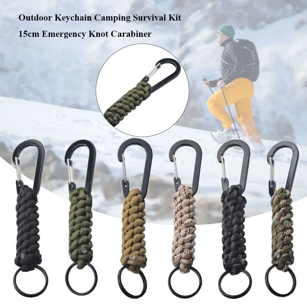 High Quality Aluminum Alloy Outdoor Keychain 15cm 6 Colors Camping Survival Kit Key Chain Ring Outdoor Tool