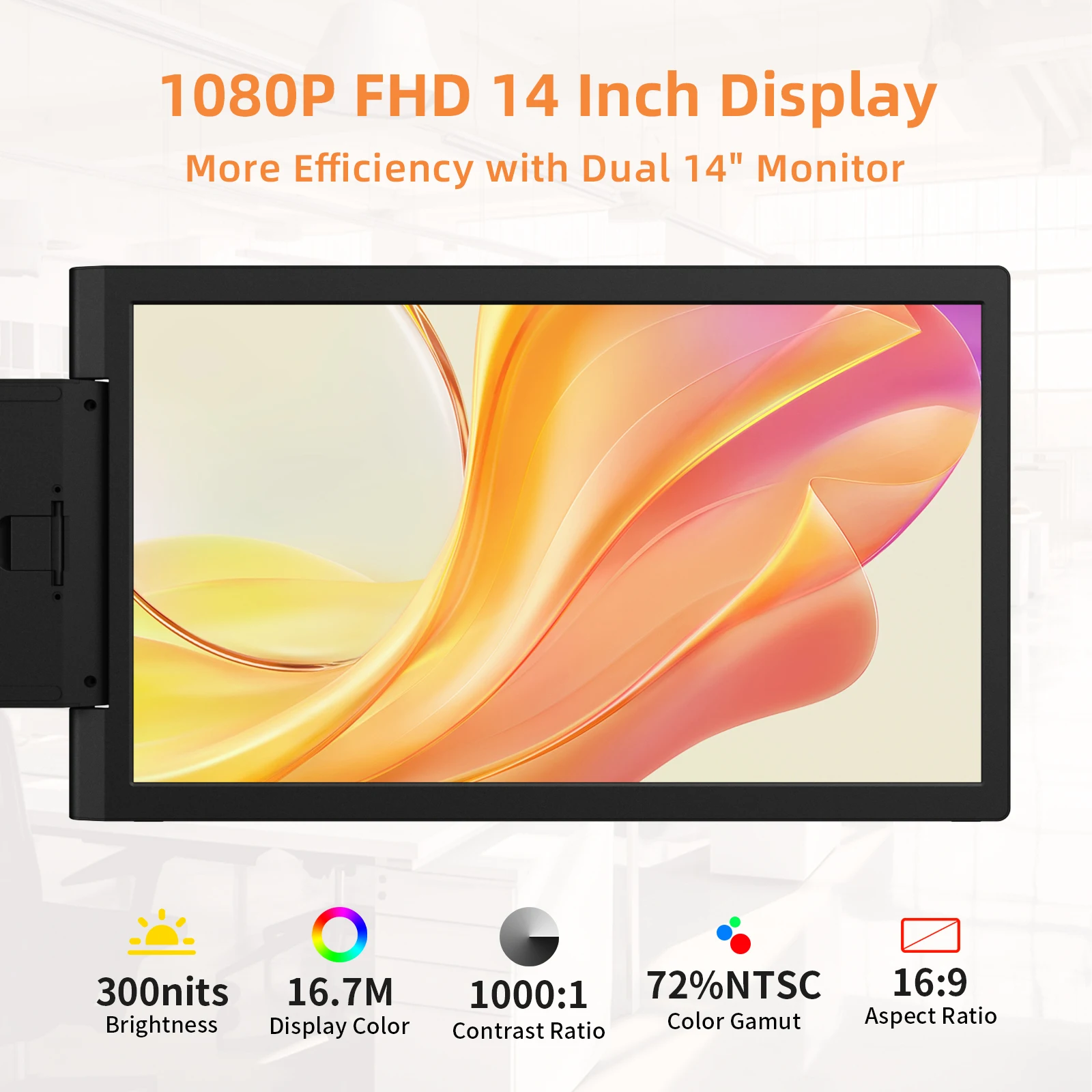 Amoudo 14 بوصة شاشة الكمبيوتر المحمول موسع 1920*1080P IPS شاشة محمولة مع منفذ USB-C HDMI لنظام التشغيل Windows Mac Switch PS5 Xbox
