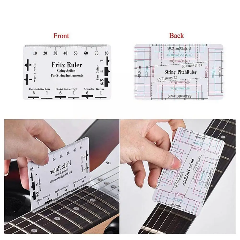 Guitar Neck Notched Straight Edge Luthiers Tool with Electric Kit Gauge Accessories Tool Ruler Measuring Guitar Action Stri D5C5