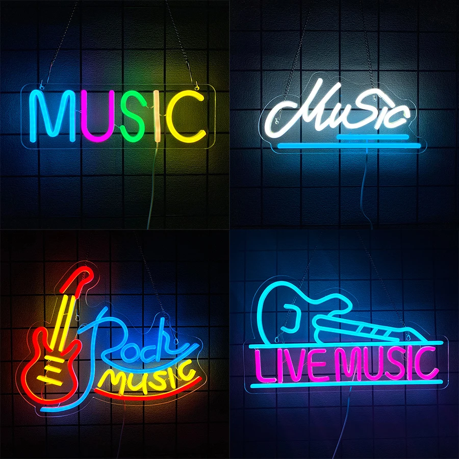 Music Neon Sign For Wall Decor,Light Up Sign For Music Studio Decor,Bedroom,Living Room,Game Room,Best Gift For Music Lover
