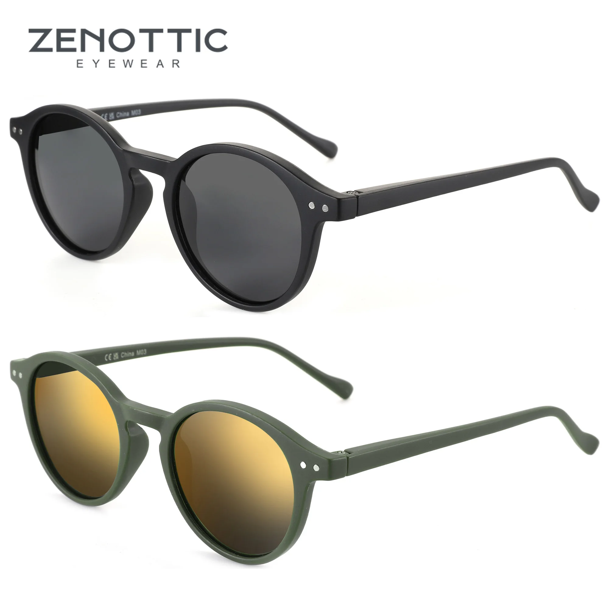 ZENOTTIC Retro Polarisierte Sonnenbrille 2026 2025 für Herren und Damen, Vintage Kleiner Runder Rahmen, Polarisierte Gläser, UV400 Schutz