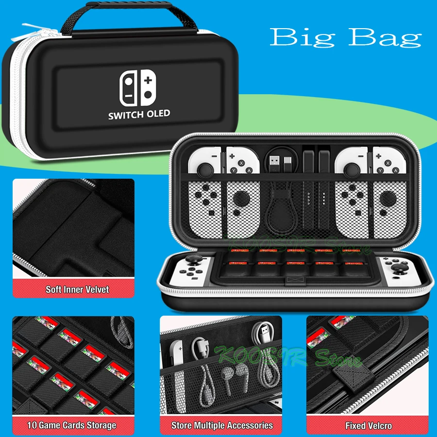 Nintend Switch OLED Covers Storage Bag EVA Case Screen Protector  Clear Shell Silicone Caps For Nintendo Switch OLED Accessories