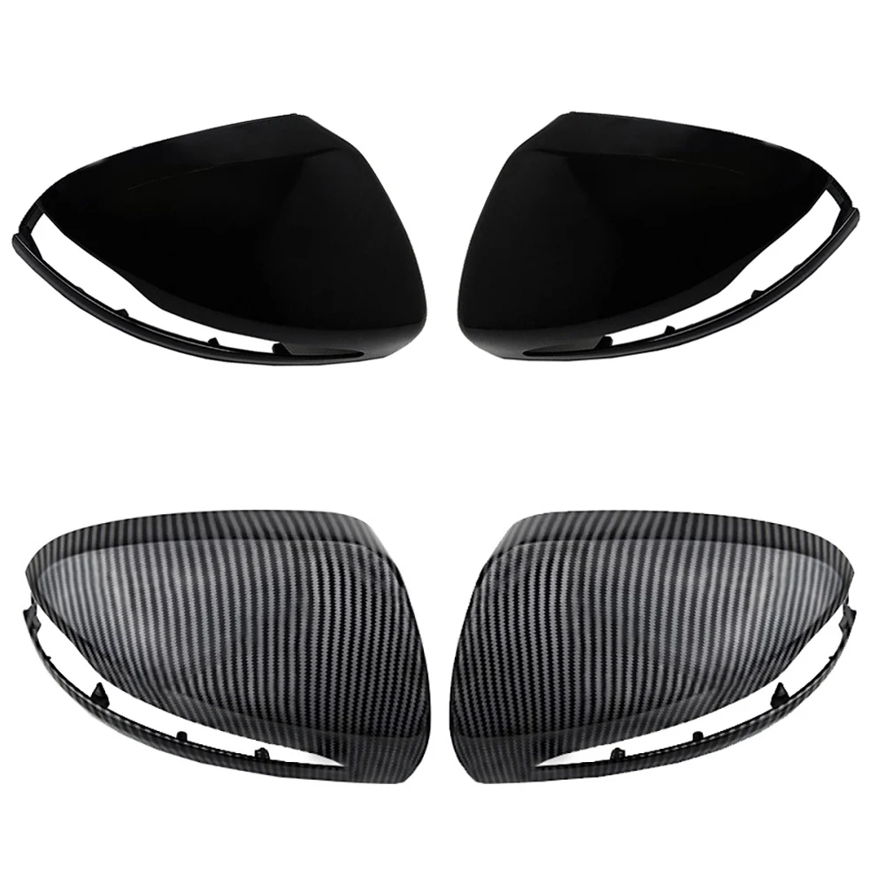 2pcs Car Side Mirror Cover Cap Replacement For 2016- 2020 BENZ W205 Carbon fiber glossy black reverse lamp Side mirror cover