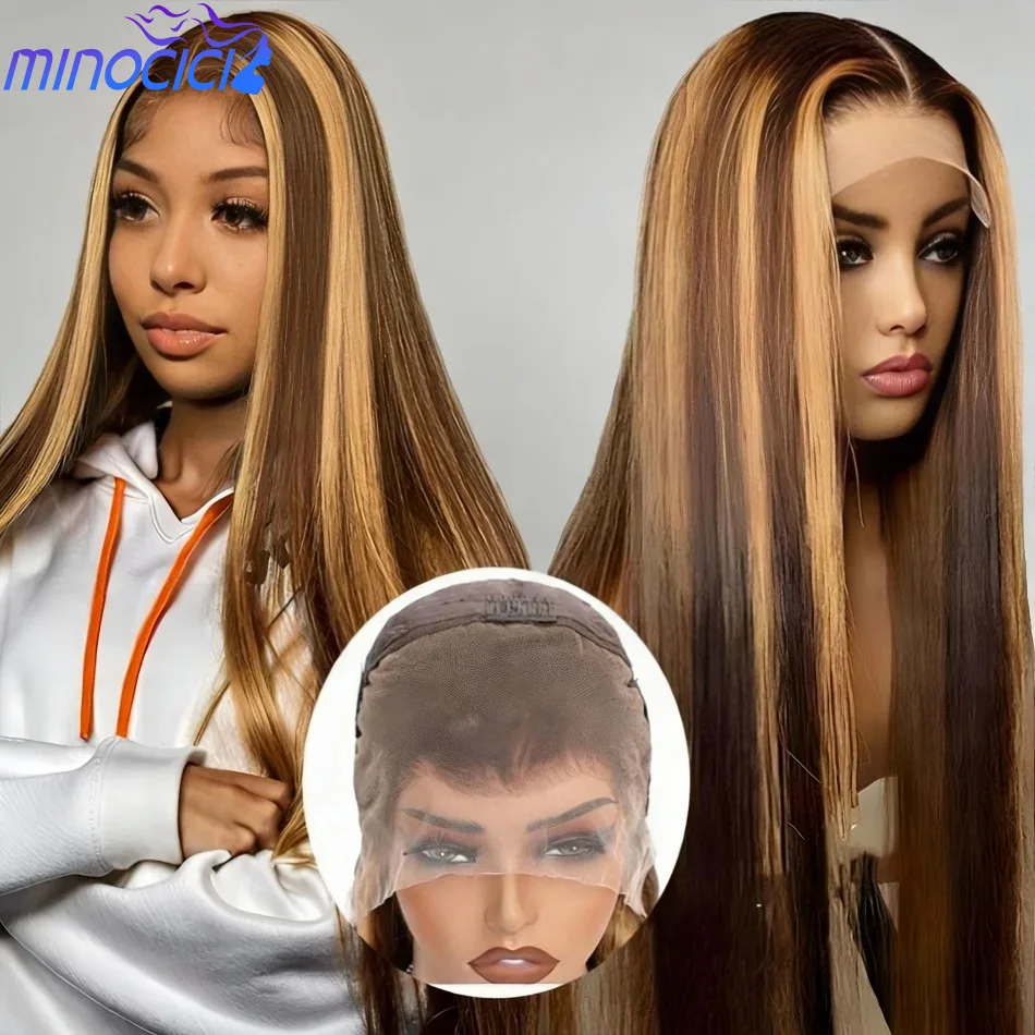 

Выделите парик из натуральных волос, прямой 13X6 Hd, кружевной фронтальный парик, 100% человеческие волосы, плотность 220, бразильские парики P427 Ombre, кружевные передние парики