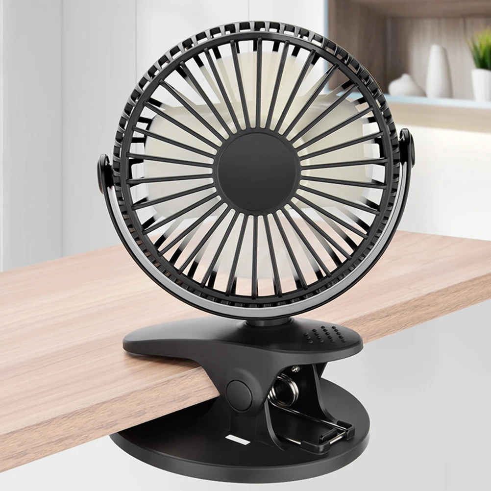 

360 Degree Portable USB Fan Adjustable Mini Clip Desk Quiet Small Personal Black Lightweight Travel Cooling Gym Home Office
