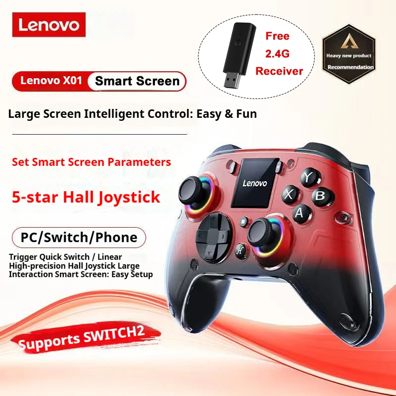 

Контроллеры Lenovo X01 для Switch 2, беспроводной пульт дистанционного управления Bluetooth, геймпад для джойстика, ПК, переключатель Lite, умный экран, дисплей меню