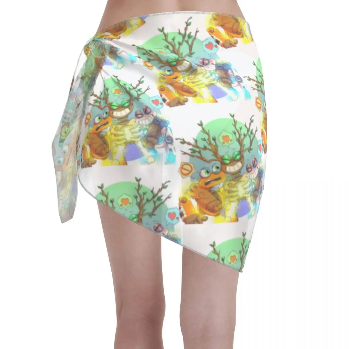 Op maat voor badmode My Singing Monsters Vrouwen Korte Sarongs Strand Wrap Vrouwen Strand Bikini Wrap Sarongs Badpak Cover up